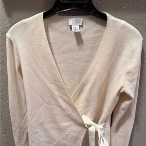 Ann Taylor LOFT Wrap Cardigan Sweater Women’s Small Ivory Wool Cashmere Blend